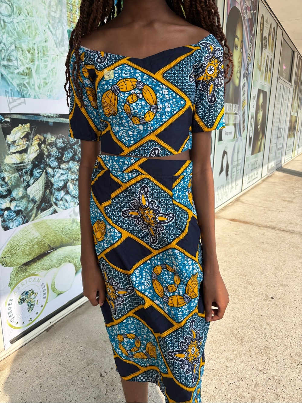 African clothing for women 2 pieces set of crop top and pencil skirt